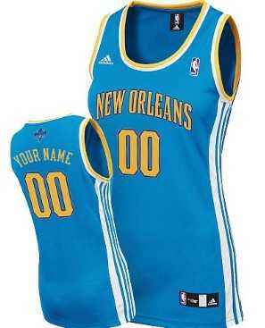 Women%27s Customized New Orleans Hornets Blue Jersey